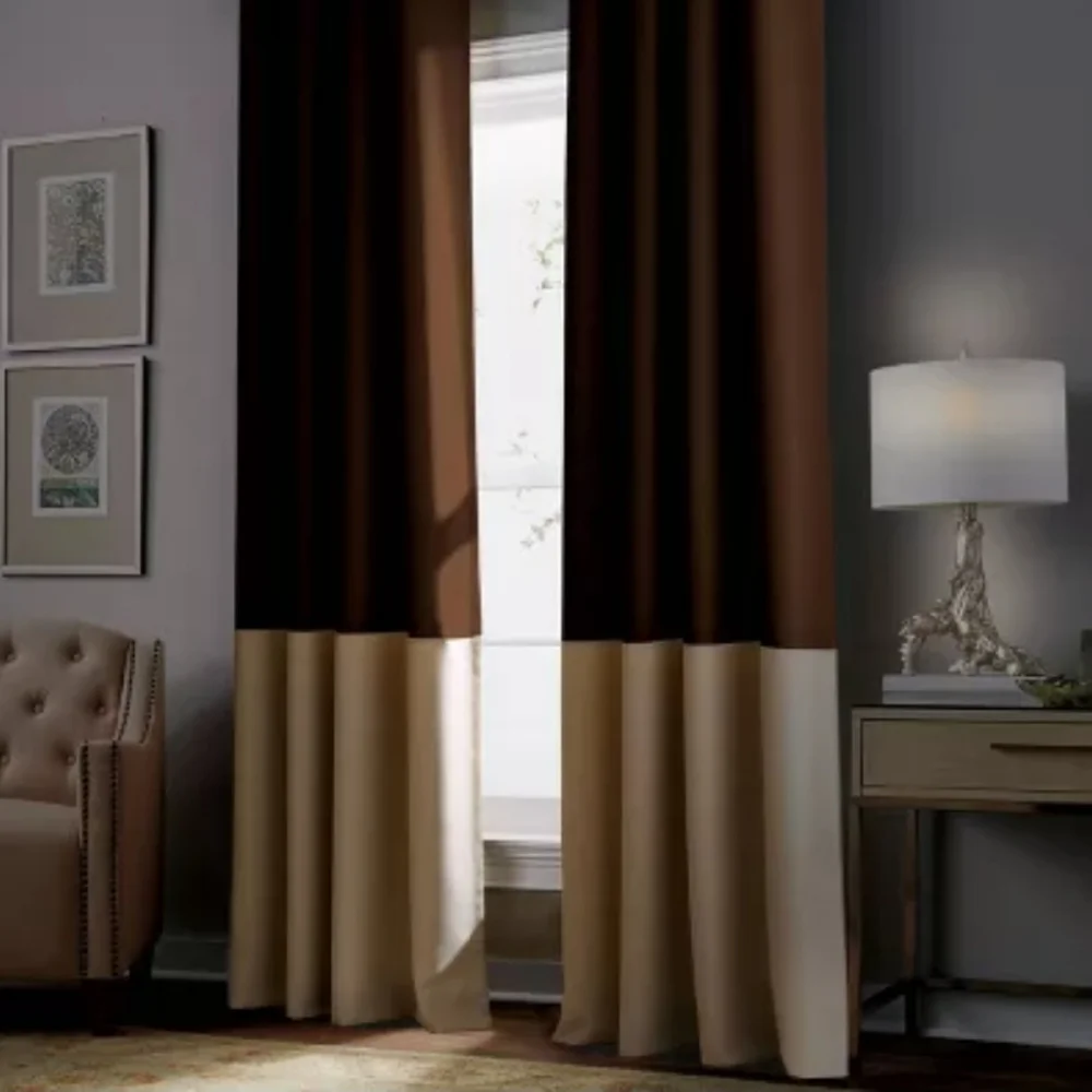 Kendall Elegant Brown and Tan Curtains